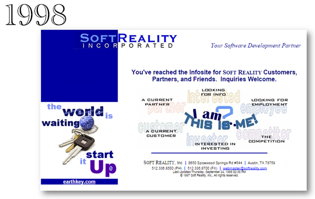 Soft Reality Home Page from 1998 Soft Reality Home Page from 1998