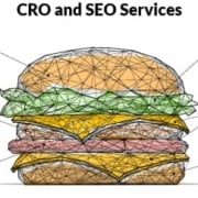 Cheesburger image titled CRO and SEO Services with callouts saying Conversion Optimization, Accessibility, On-page and Off-page Factors, Over-indexing, Under-indexing, and CRO